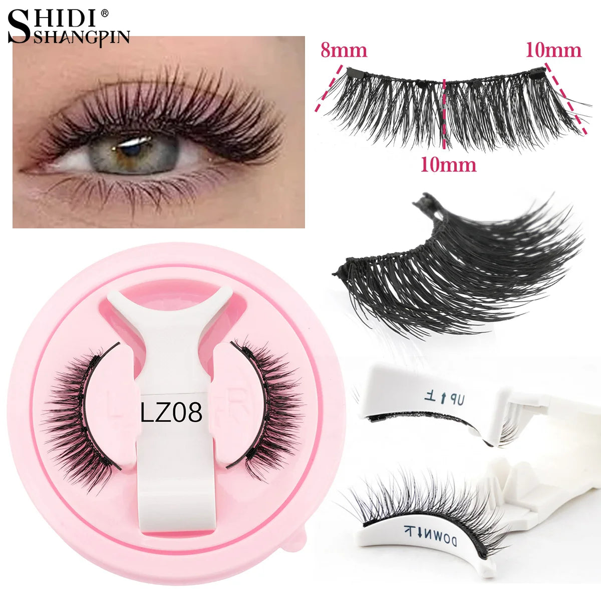 Pixor 1 Pair Magnetic Eyelashes Handmade Fluffy Faux Mink Lashes Reusable Natural False Eyelashes and Magnetic Tweezers
