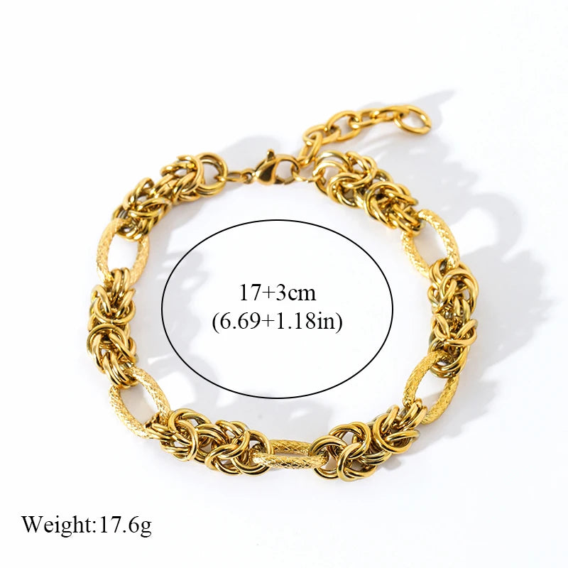 Pixor Stainless Steel Twisted Bracelet Bangles For Women Trendy 18K Gold Plated Wrist Chain Waterproof