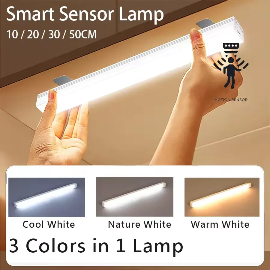 Cabinet Light USB Rechargeable Motion Sensor LED Bar Light Induction Night Light Portable Kitchen