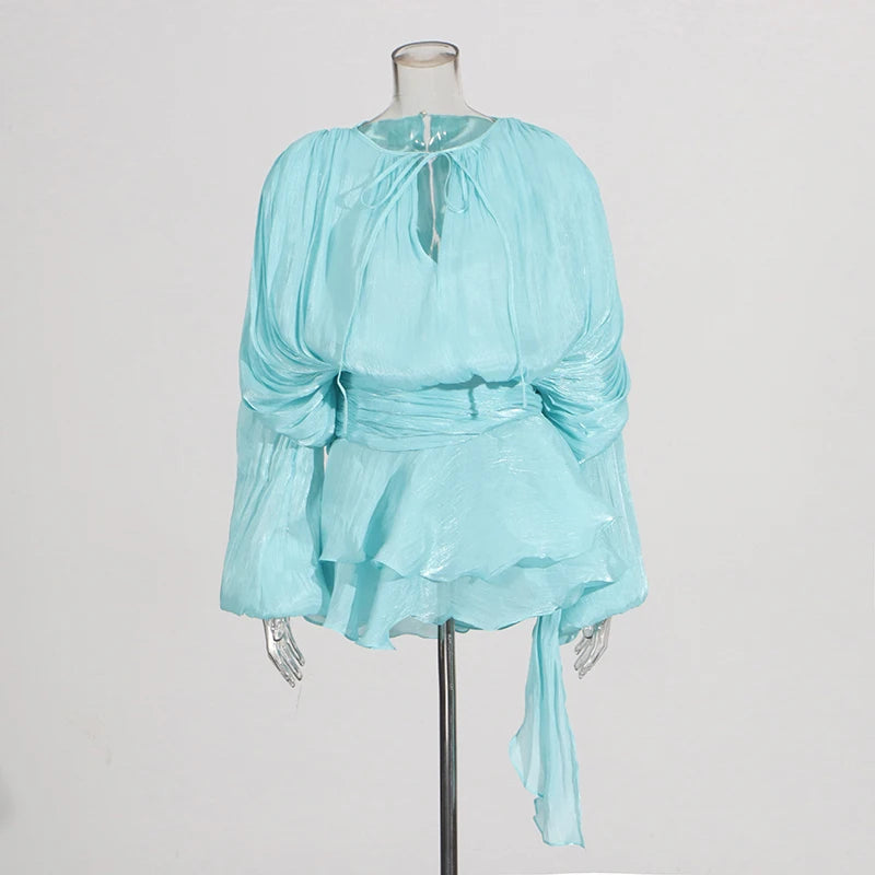 Pixor VGH Chic Spliced Lace Up Loose Short Dresses
