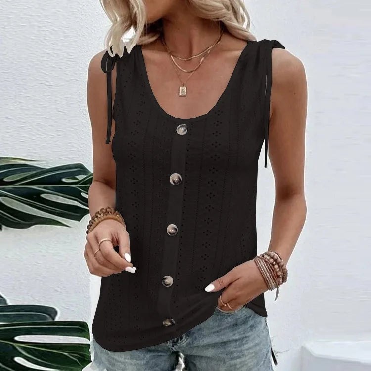Pixor Spring And Summer New Women's Sexy Casual Solid Color U-neck Vest T-shirt Orange