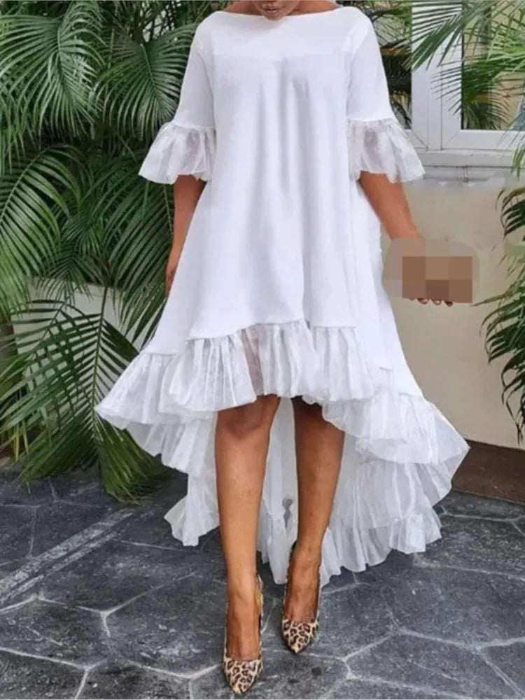 Pixor Lace Patchwork Half Sleeved Dress For Women's