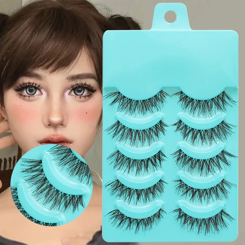 Pixor 5 Pairs Individual Lashes Wispy Women Makeup Eyelash Extension Natural