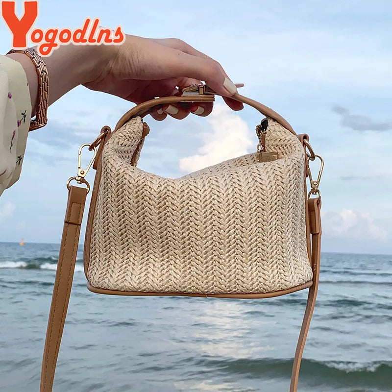Yogodlns Summer Small Straw Handbag Trendy Shoulder Bag