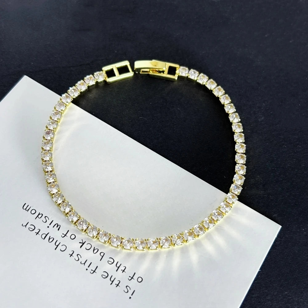 Pixor Stainless Steel Gold/ Silver Color Tennis Bracelets for Women