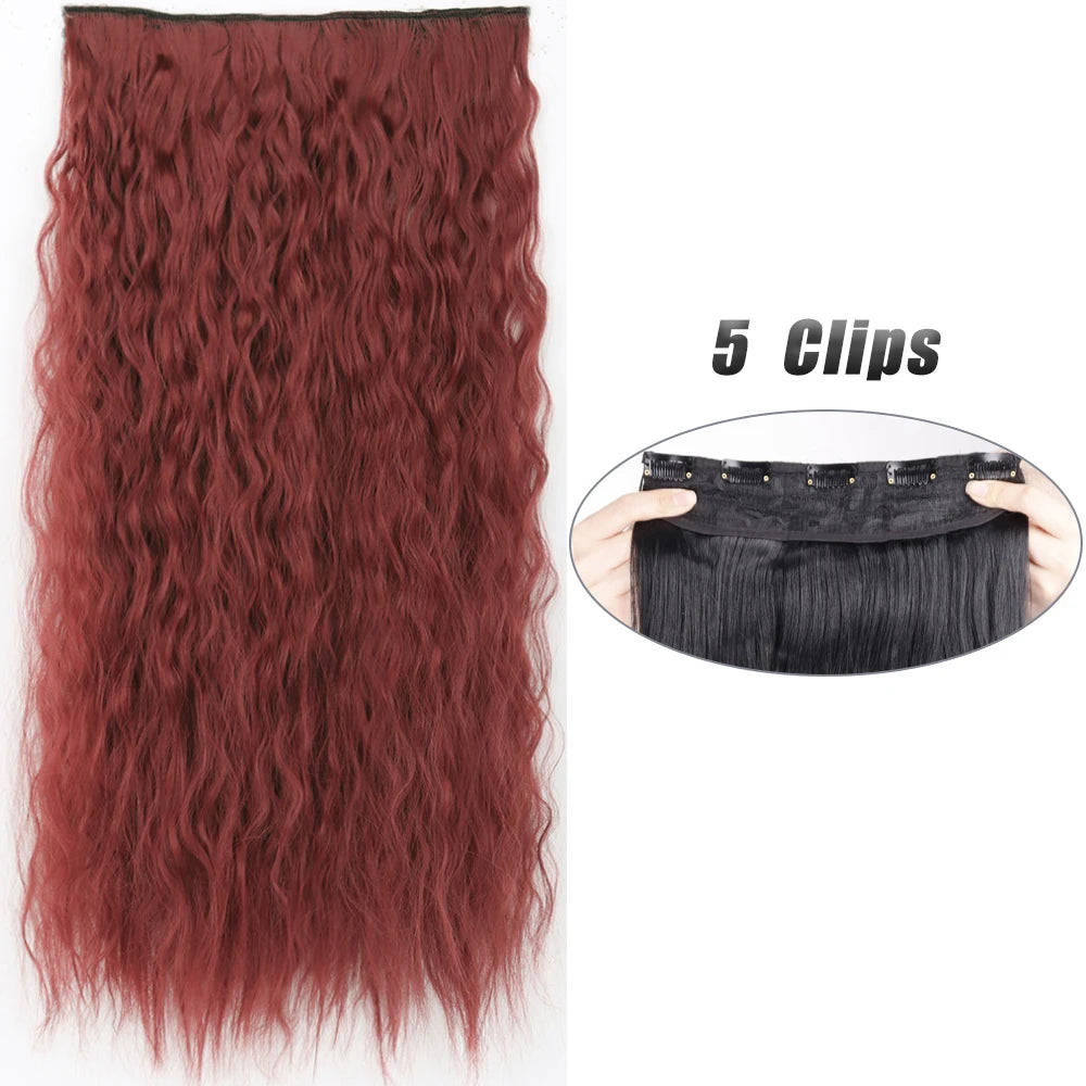 Pixor Synthetic 5 Clip In Hair Extensions Long Straight Hairstyle Hairpiece Black Brown Blonde Fake Hair For Women