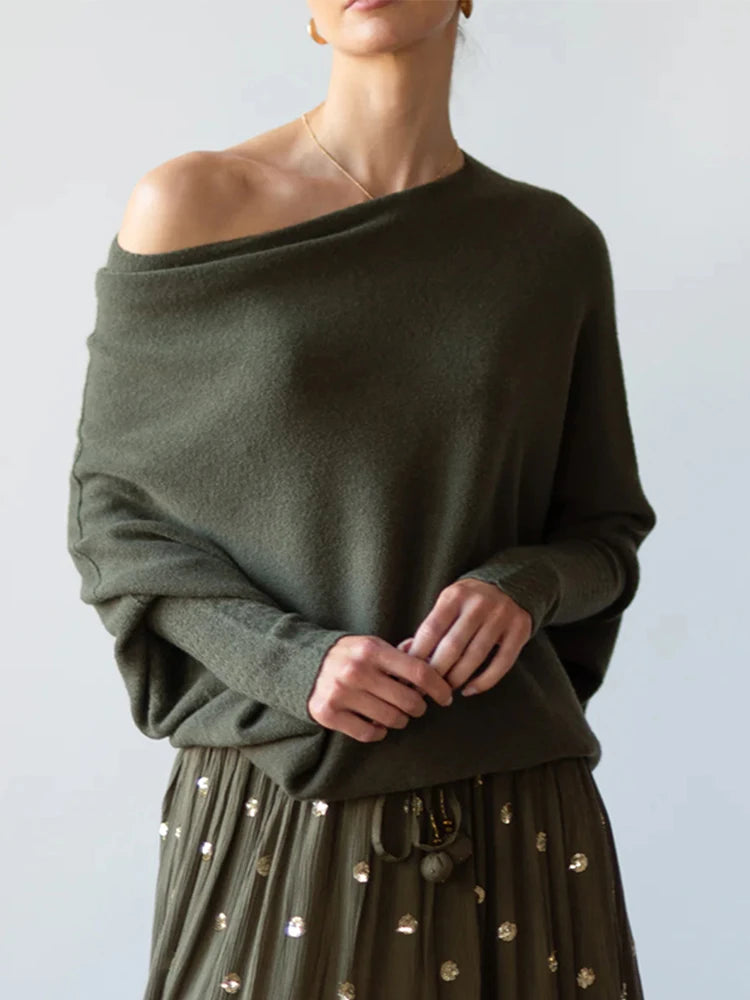 Pixor Women's Ribbed Knit Jumper Set Casual Bat Sleeve round Neck