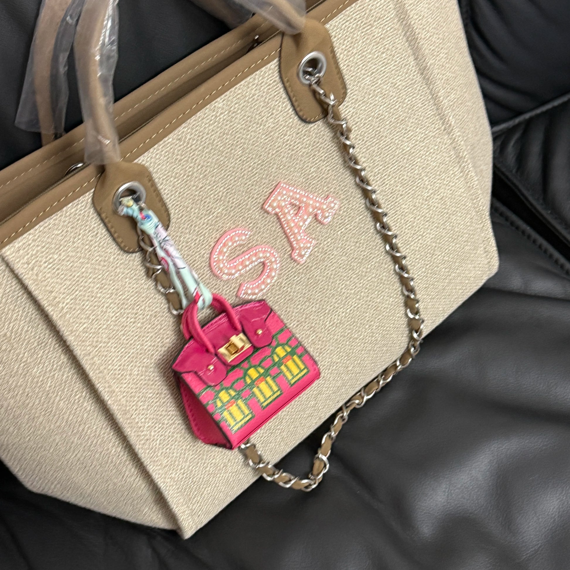 Pixor Personalized Pearl letters Handbag,Personalized Chain Bag Customized Name