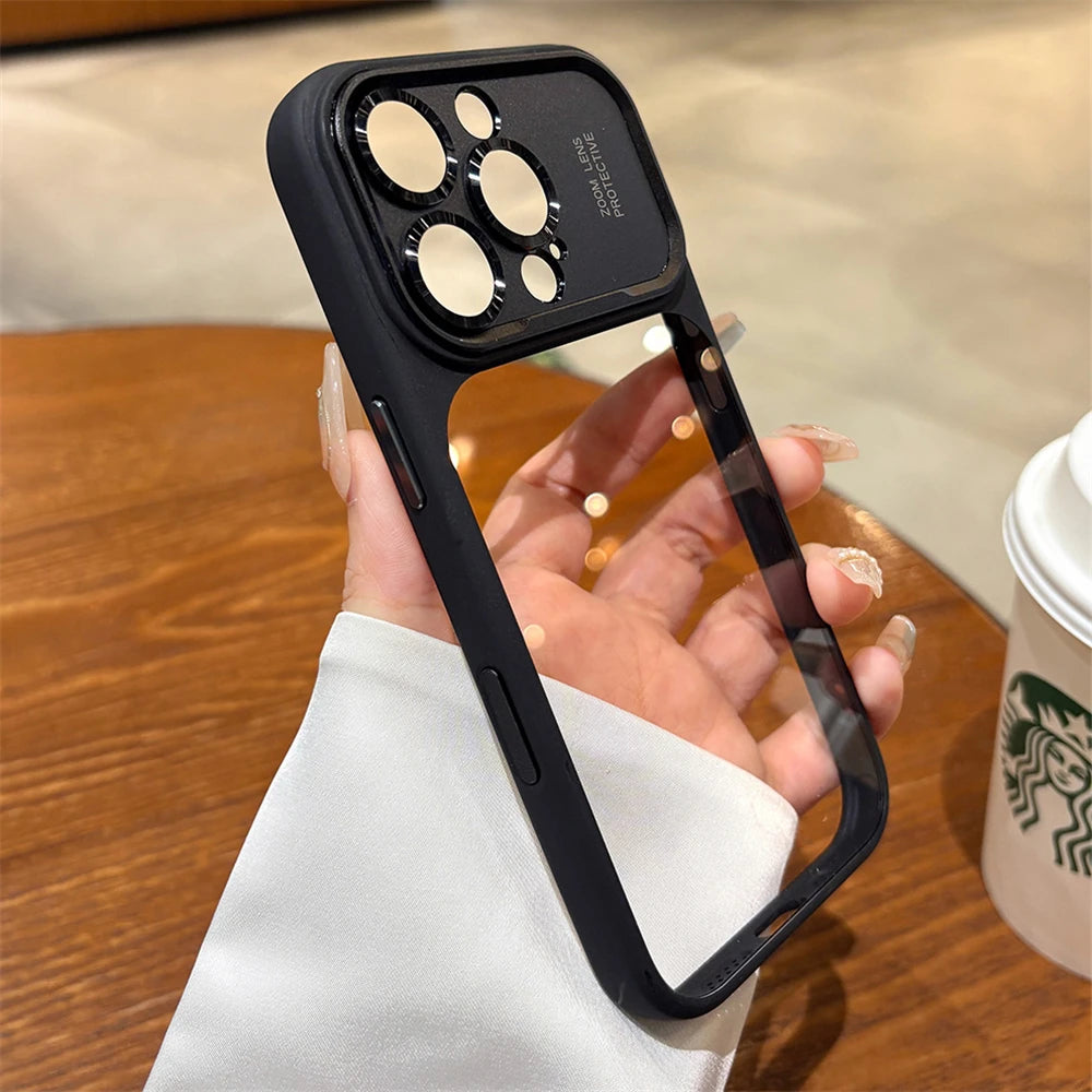 Pixor Luxury Magnetic Metal TPU Case For iPhone 17 16 15 14 Pro Max Plus Case Translucent Acrylic Hard Bumper Shockproof Protect Cover