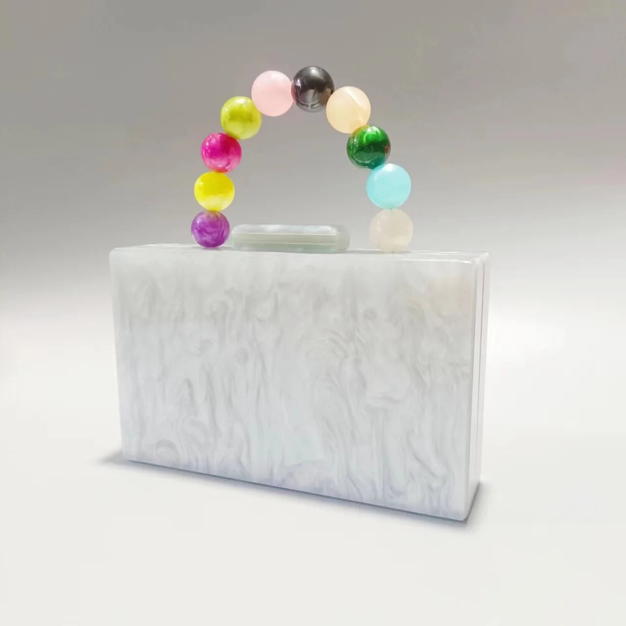 Pixor Bright Orange Marble Acrylic Box Evening Clutch Bags Women
