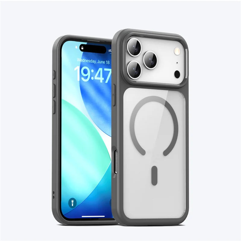 Pixor Candy Color Bumper Shockproof for Magsafe Magnetic Case for iPhone 17 17Air 17Pro Max Transparent Wireless Charging Hard Cover