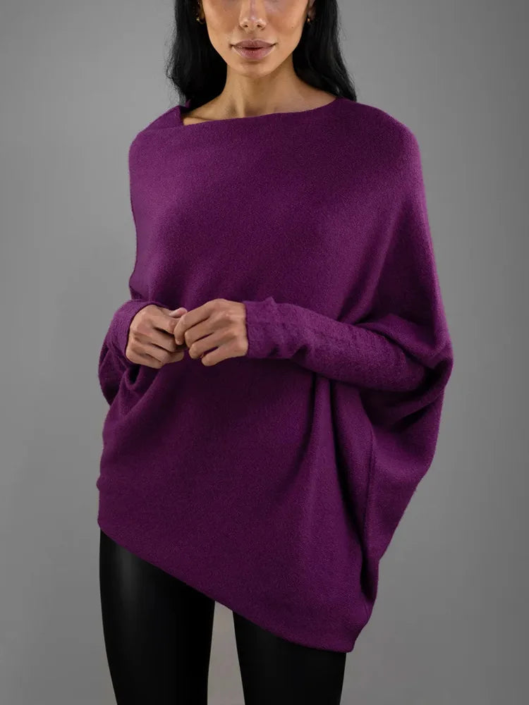 Pixor Women's Ribbed Knit Jumper Set Casual Bat Sleeve round Neck