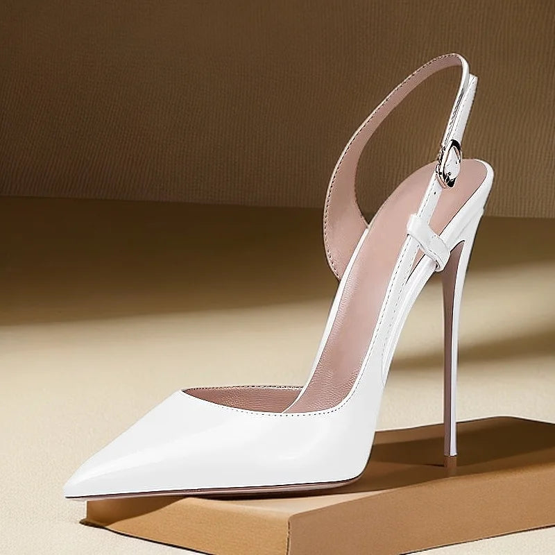 Pixor New side leakage hollowed out rear strap high-heeled sandals with black and white mirror