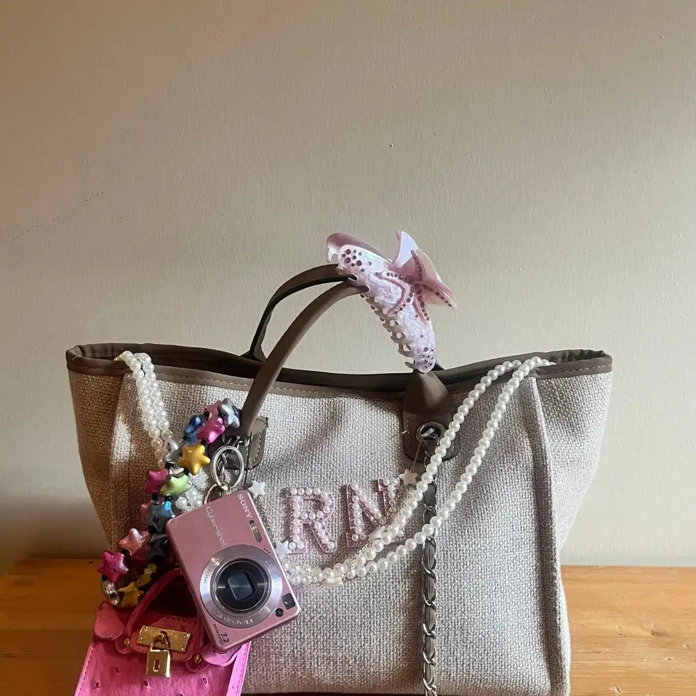 Pixor Personalized Pearl letters Handbag,Personalized Chain Bag Customized Name