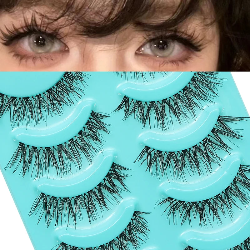 Pixor 5 Pairs Individual Lashes Wispy Women Makeup Eyelash Extension Natural