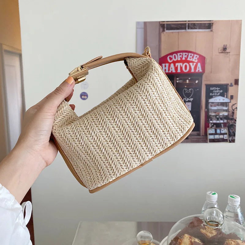 Yogodlns Summer Small Straw Handbag Trendy Shoulder Bag