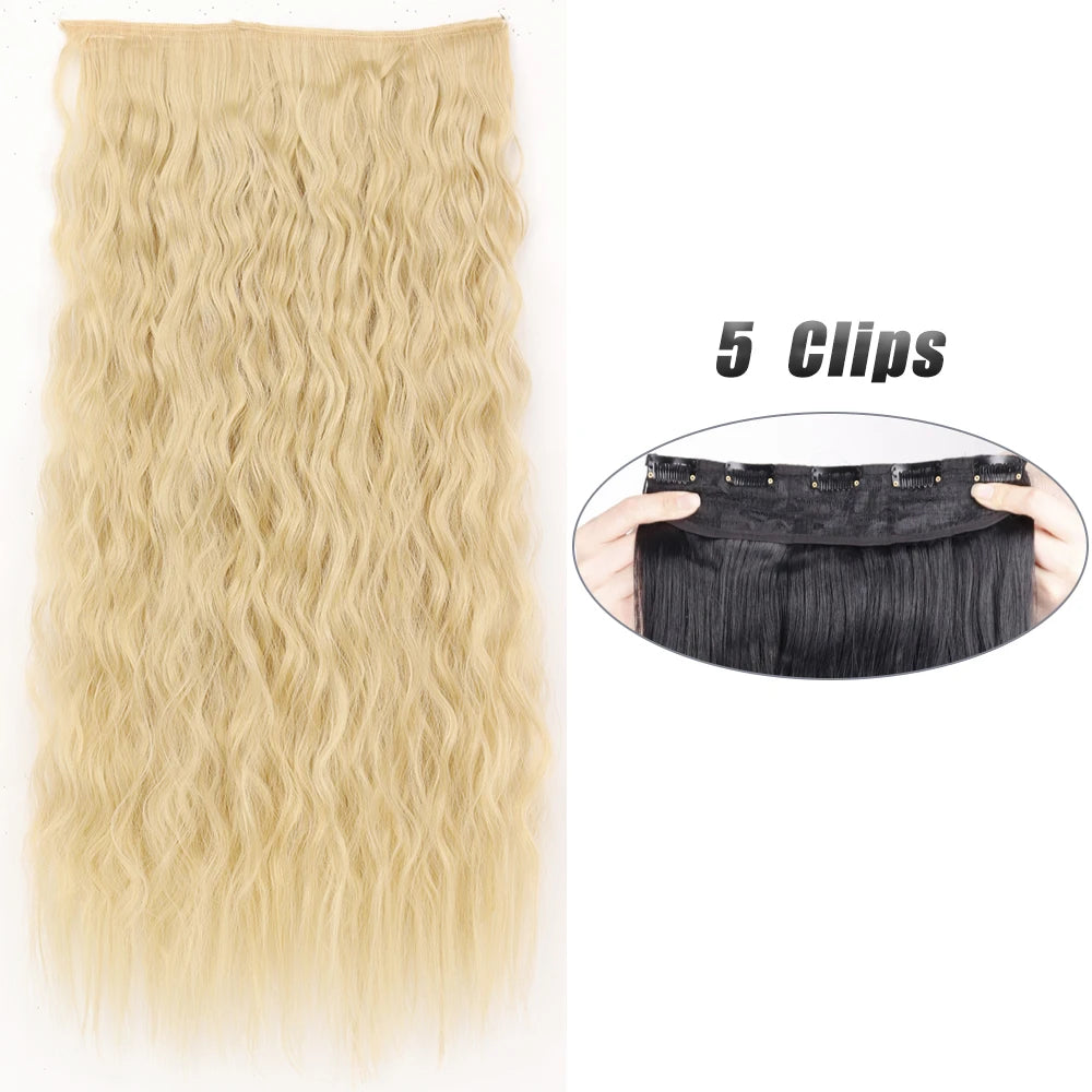 Pixor Synthetic 5 Clip In Hair Extensions Long Straight Hairstyle Hairpiece Black Brown Blonde Fake Hair For Women
