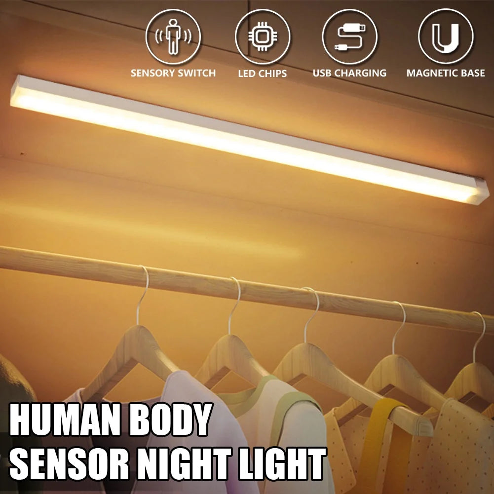 Cabinet Light USB Rechargeable Motion Sensor LED Bar Light Induction Night Light Portable Kitchen