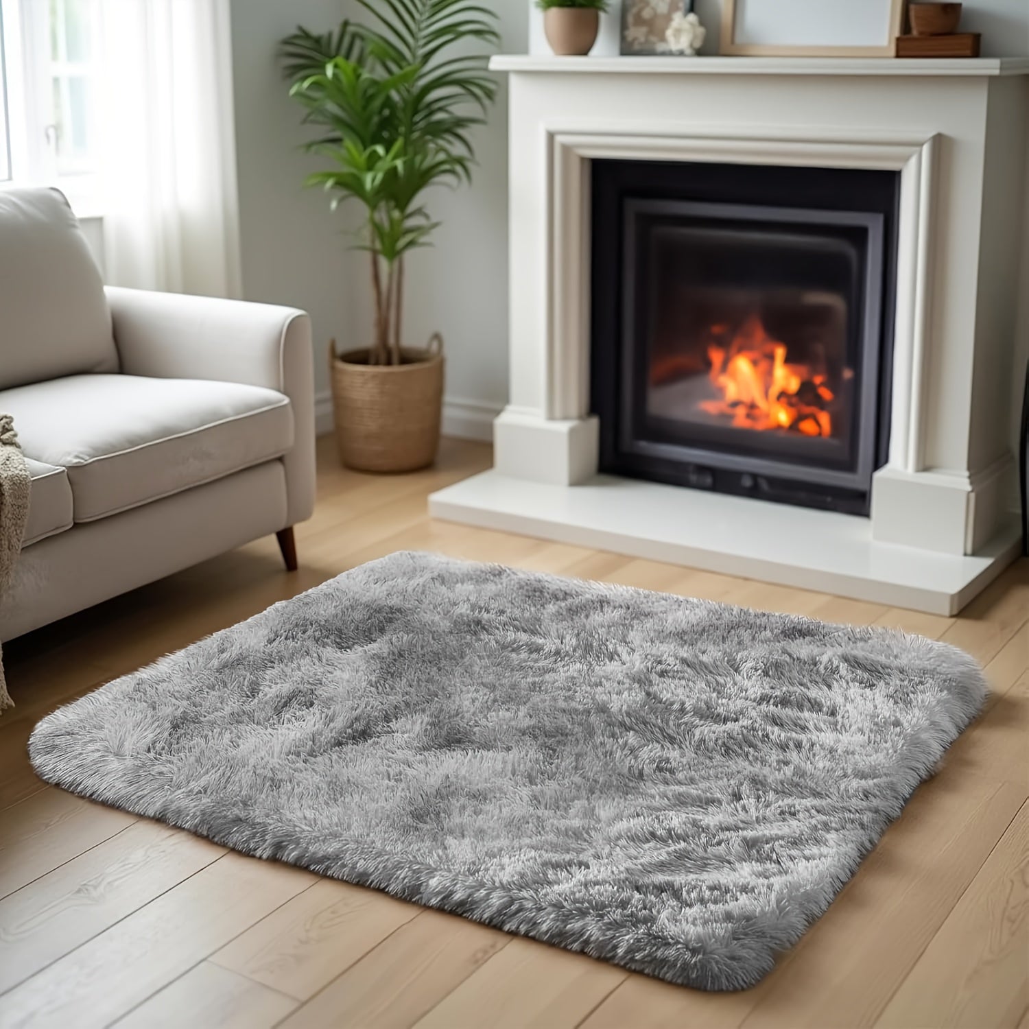Pixor A Large Area Rug in The Living Room, Featuring a Tie-Dye Design with a Fluffy Texture