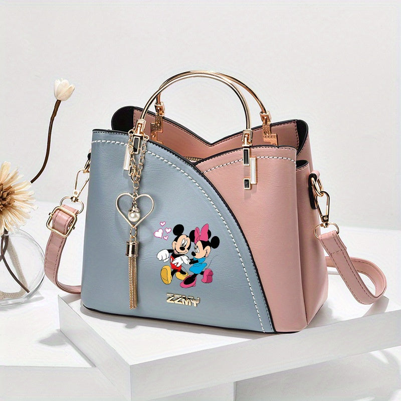 Pixor 1pc Disney Mickey and Minnie Cartoon Print Shoulder Bag