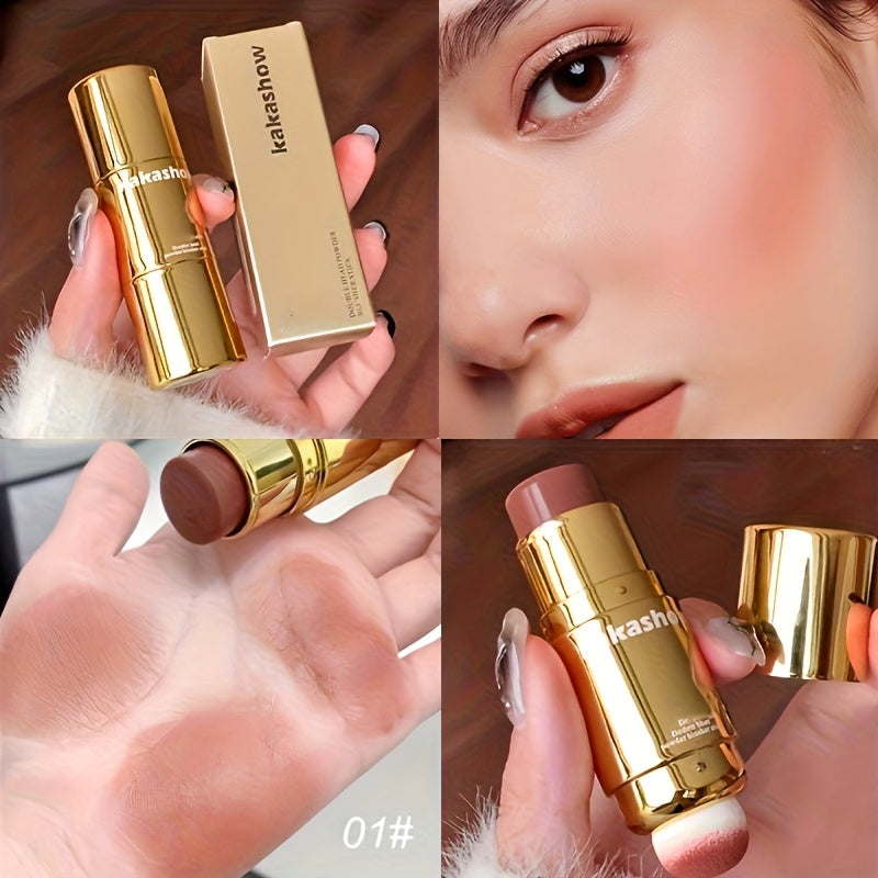 Pixor Waterproof Dual-Ended Blush Stick - Matte Finish, Buildable Coverage for All Skin Tones