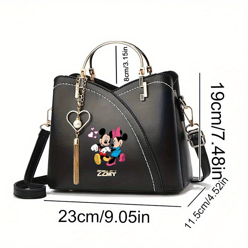 Pixor 1pc Disney Mickey and Minnie Cartoon Print Shoulder Bag