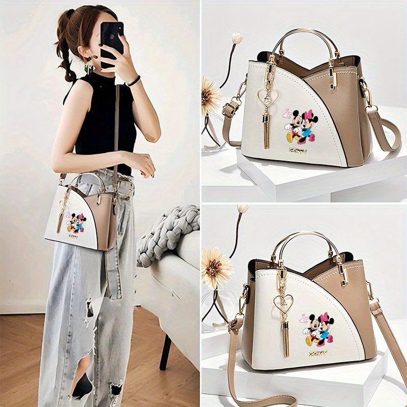 Pixor 1pc Disney Mickey and Minnie Cartoon Print Shoulder Bag