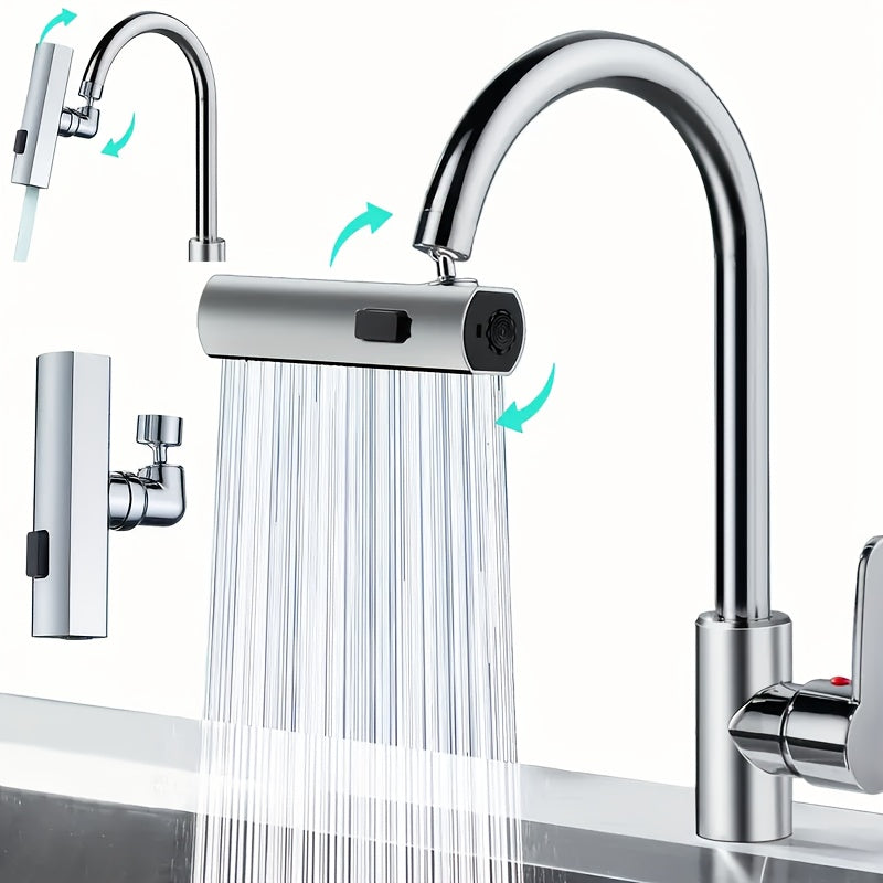 Pixor Multi-Function Faucet Adapter with 3-Speed Waterfall Flow, Rotatable Spray Head