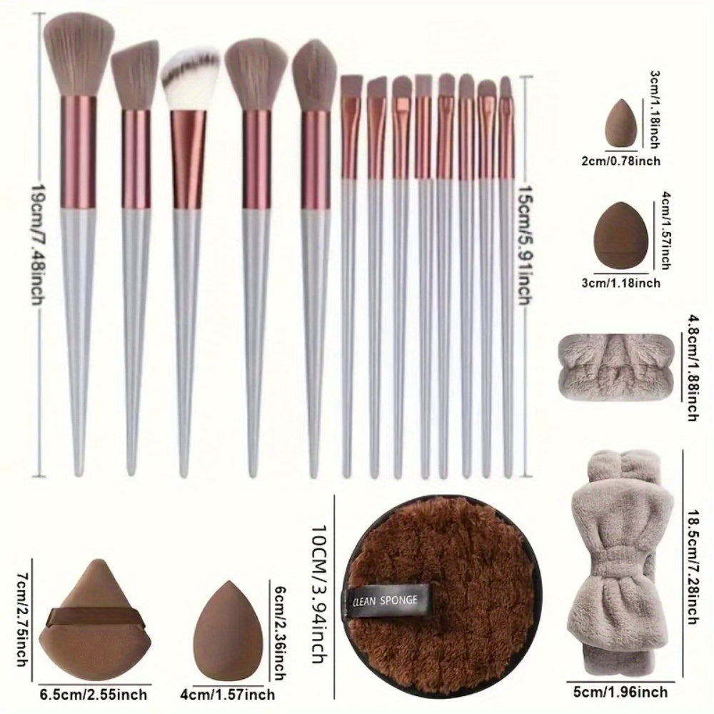 Pixor 33pcs Makeup Brush Set with Soft Nylon Bristles, Beauty Blenders, Puffs & More