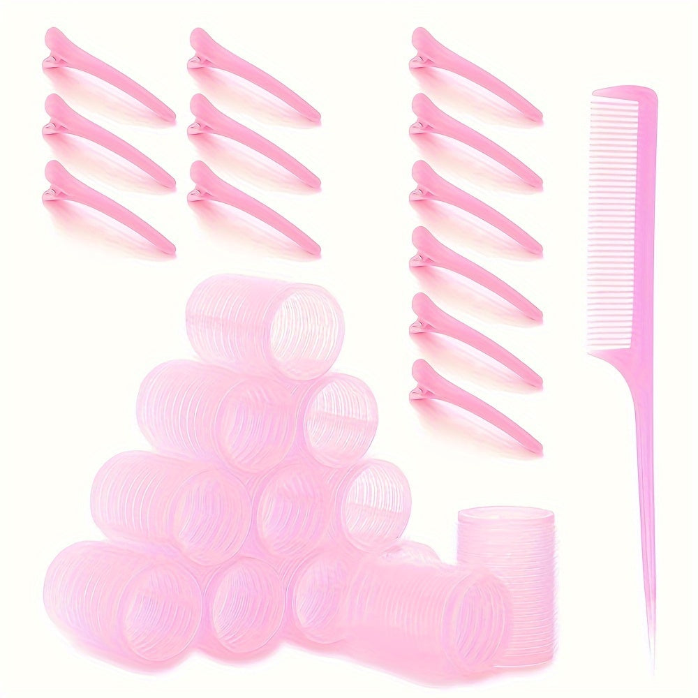 Pixor 25pcs Self-Adhesive Curling Iron and Clip Set, Including 12 Curling Irons and 12 Duckbill Clip Curling Irons And Comb