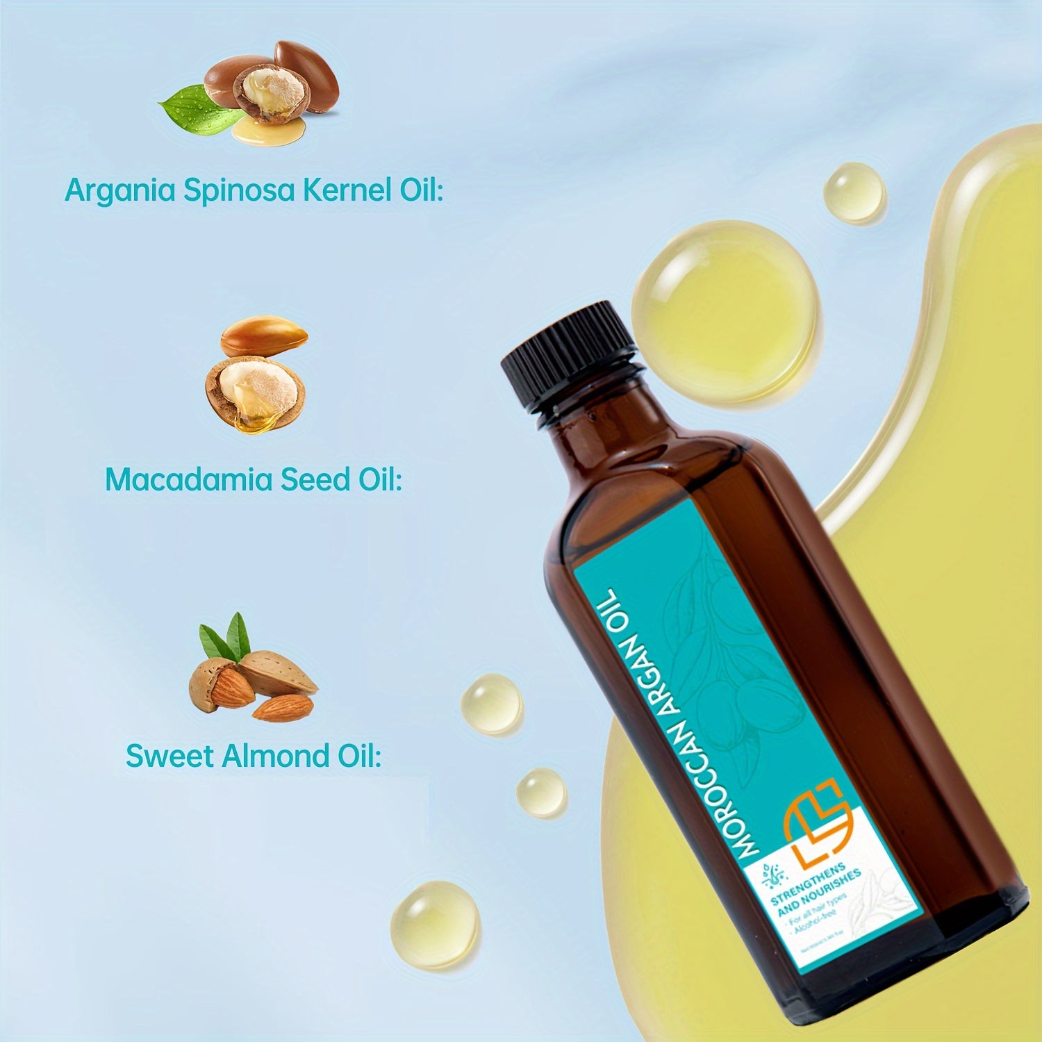 Pixor 3.38oz Moroccan Argan Oil - Strengthening & Nourishing, Alcohol-Free, Suitable for Normal Hair Types, Hydrating Effect