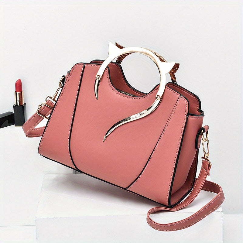 Pixor Classic Women's All-Match Elegant Tote Satchel Bag with Cat Ear Design Top Handles